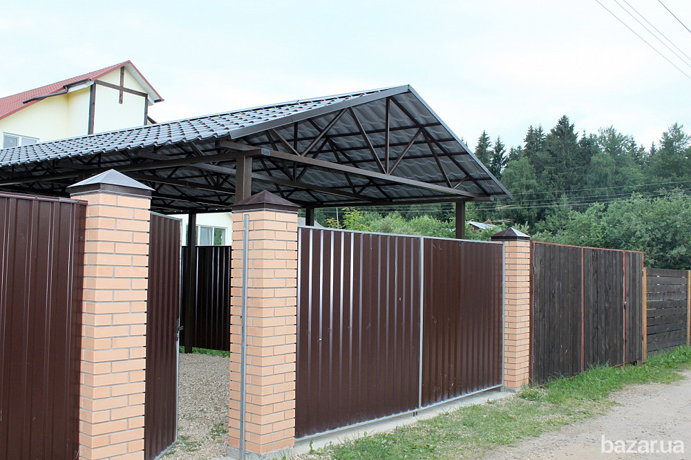 Навесы из металлочерепицы для автомобилей. Ворота и калитки из профлиста с ковкой Кривий Ріг - зображення 1