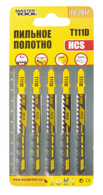 Полотно пильное для лобзика MASTERTOOL T111D 5 шт дерево/пластик быстрый прямой рез 6TPI/100 мм basi Харків - зображення 2