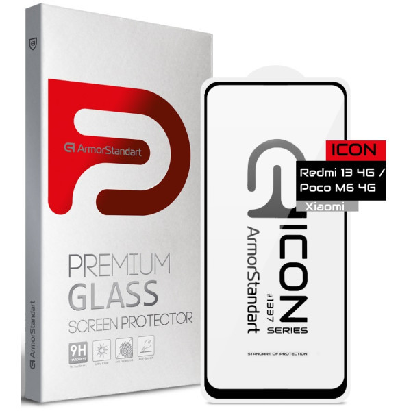 Захисне скло ArmorStandart Icon для Xiaomi Redmi 13 4G/Poco M6 4G Black (ARM78247) (Код товару:41329 Харків - зображення 2