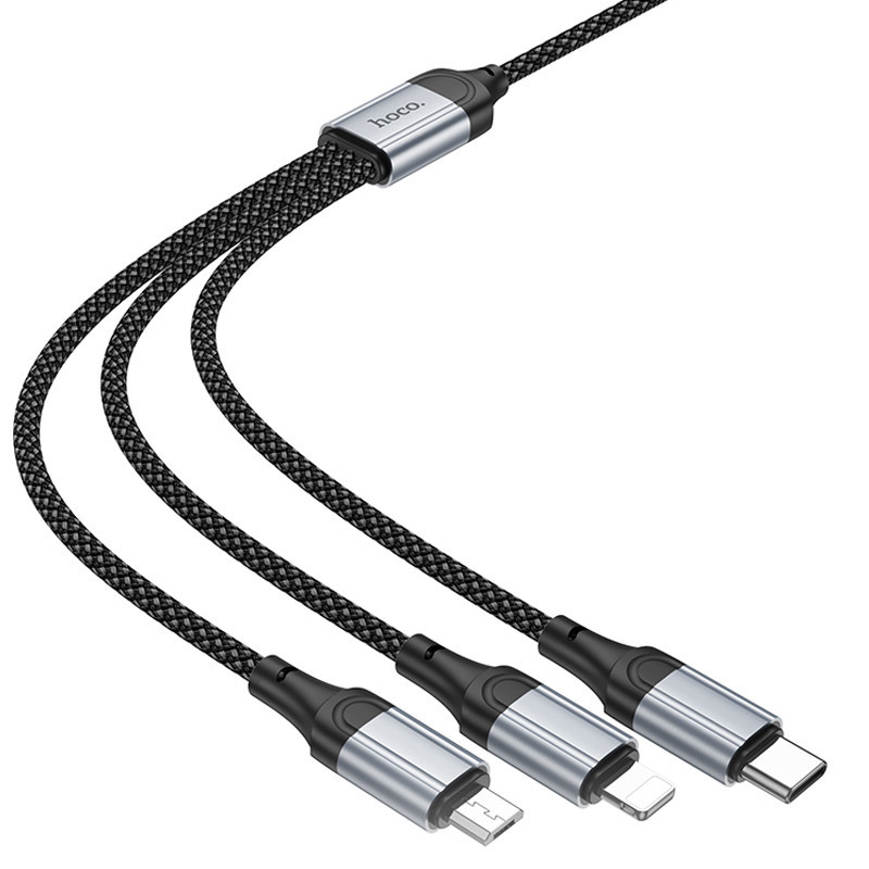 Дата кабель Hoco X102 Fresh 3in1 USB to Lightning /MicroUSB/Type-C 2.4A (1m) Херсон - зображення 4