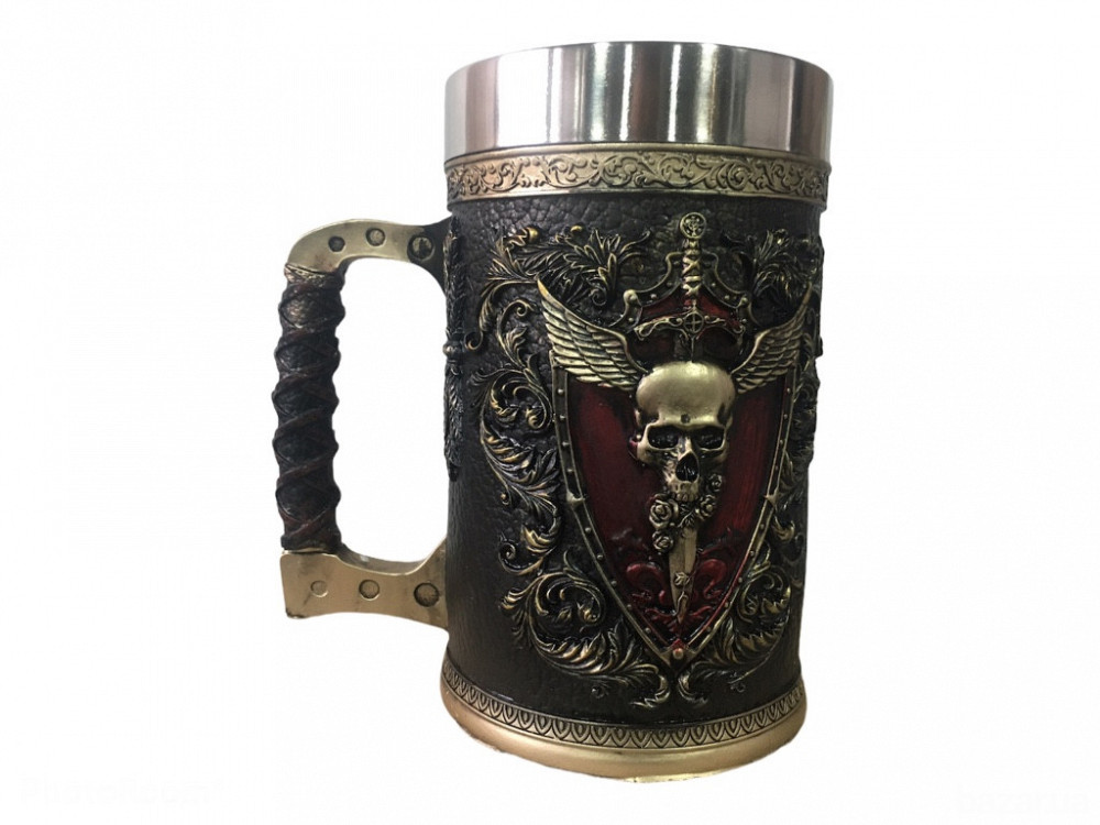 Кружка Чашка 3D Skull Mug Череп Пивная кружка с Гербом Крылатого Черепа Київ - зображення 5