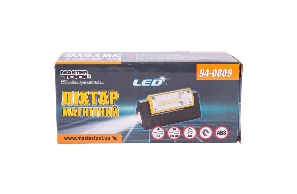 Фонарь магнитный с регулировкой наклона бокового света MASTERTOOL 125х52х52 мм 6xLED+COB LED 4xAAA 9 Харків - зображення 6