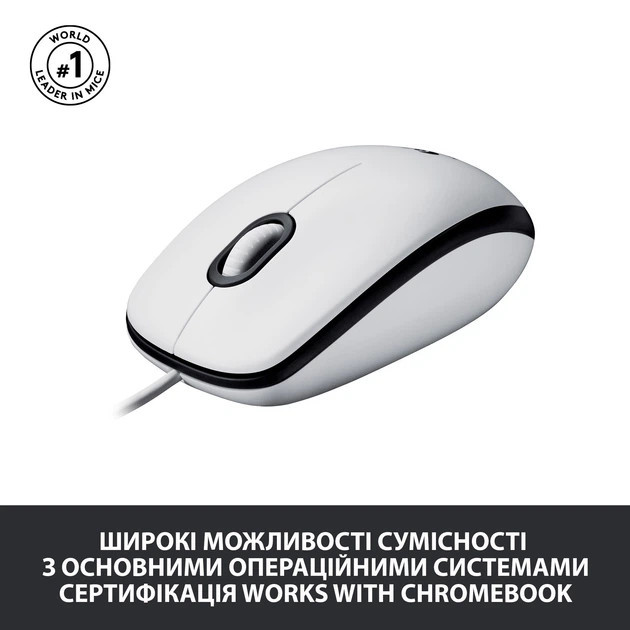 Мышь компьютерная проводная Logitech M100 White L910-006764 белая Киев - изображение 4