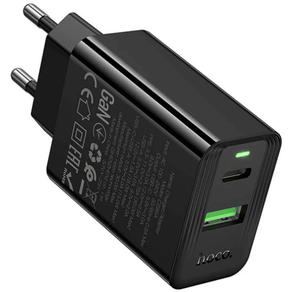 Мережевий зарядний пристрій Hoco CS95A Leader PD30W+QC3.0 (1USB-A/1C) Black Харьков - изображение 3