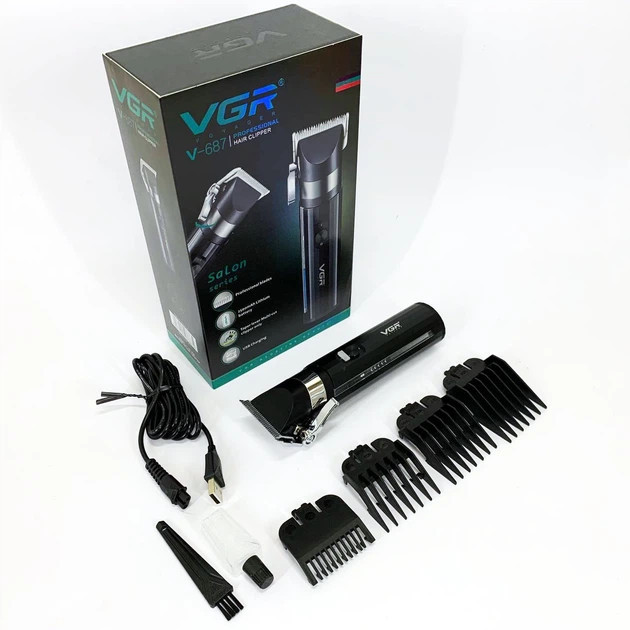 Машинка для стрижки аккумуляторная VGR V-687 10 Вт черная Київ - зображення 4