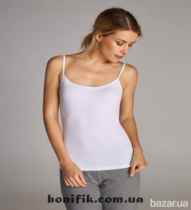 Белая майка на тонкой бретели "Basic" (арт. LVSK 401/00/01) Кривий Ріг - зображення 1