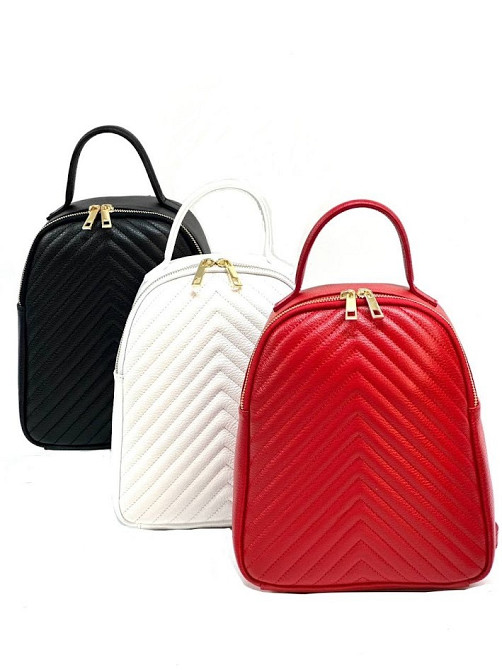 Жіночий шкіряний міський рюкзак — стьобаний, Італія, компактний формат TS311 Київ - зображення 2