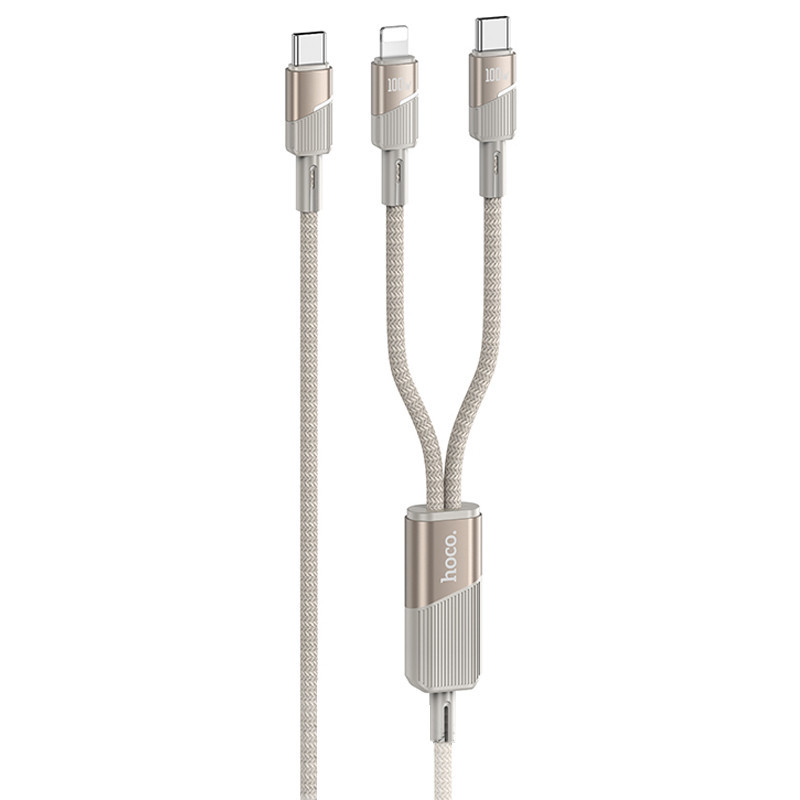 Дата кабель Hoco U139 Type-C to Lightning/Type-C 100W (1.2m) Херсон - зображення 1