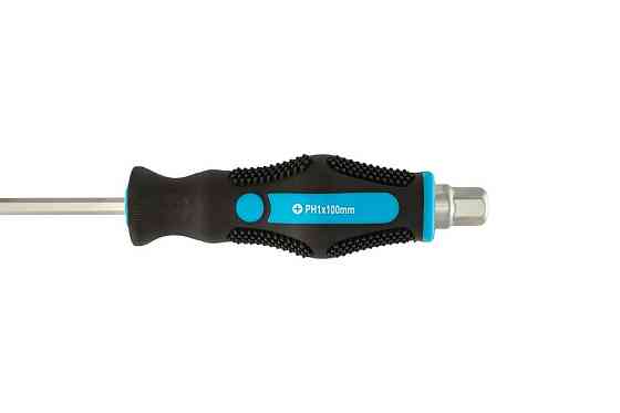 Отвёртка ударная крестовая магнитная MASTERTOOL EXTERNAL HEX PH1х100 мм ручка с TPR покрытием 49-611 Харків