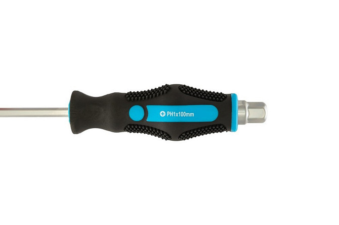 Отвёртка ударная крестовая магнитная MASTERTOOL EXTERNAL HEX PH1х100 мм ручка с TPR покрытием 49-611 Харків - зображення 5