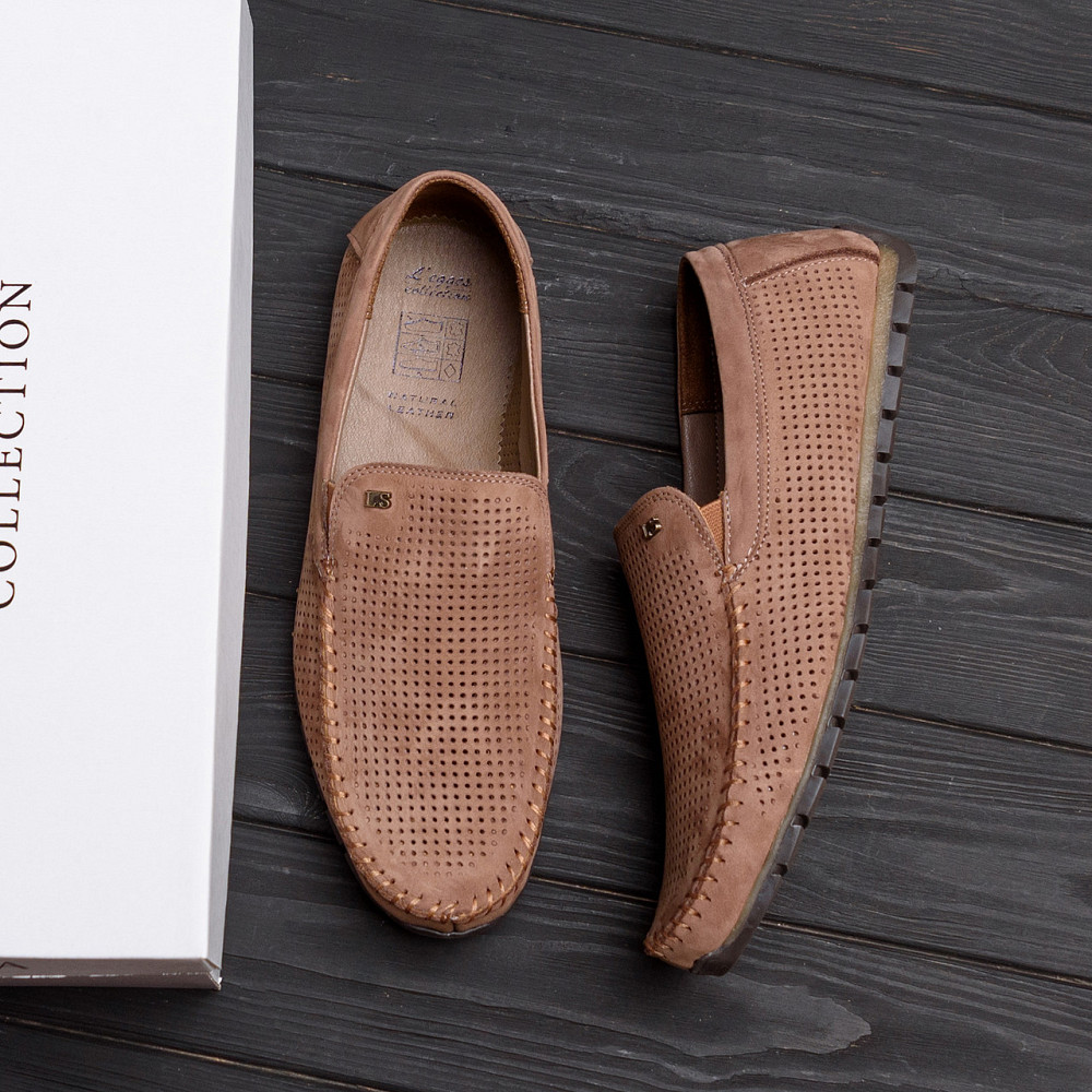 Мужские летние кожаные мокасины Legges Latte перфорация Київ - зображення 7