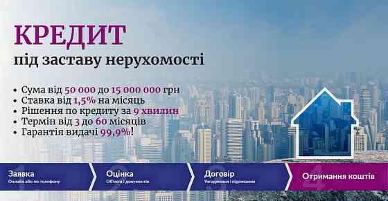 Оформити кредит під заставу офісу від 1,5% на місяць . Киев