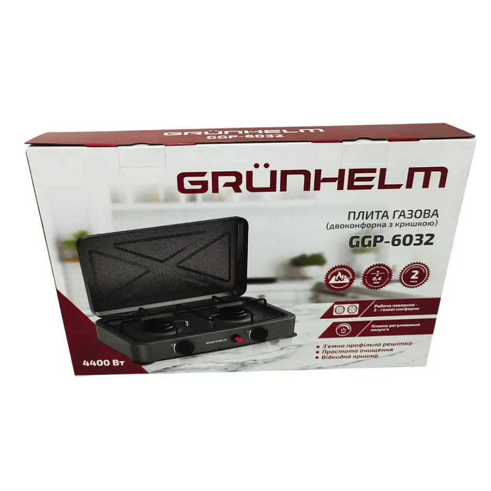 Плита газовая Grunhelm GGP-6032 4400 Вт черная Київ - зображення 2