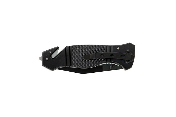 Нож складной MASTERTOOL "ELMAX" 207х37х16 мм черное нержавеющее лезвие алюминиевая рукоятка стропоре Харьков - изображение 7