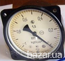 Вакуумметр показывающий ВП4-У ФОШ (ВП-4У, ВП4У, ВП 4У) - осевой штуцер (ОШ), с фланцем Київ - зображення 1