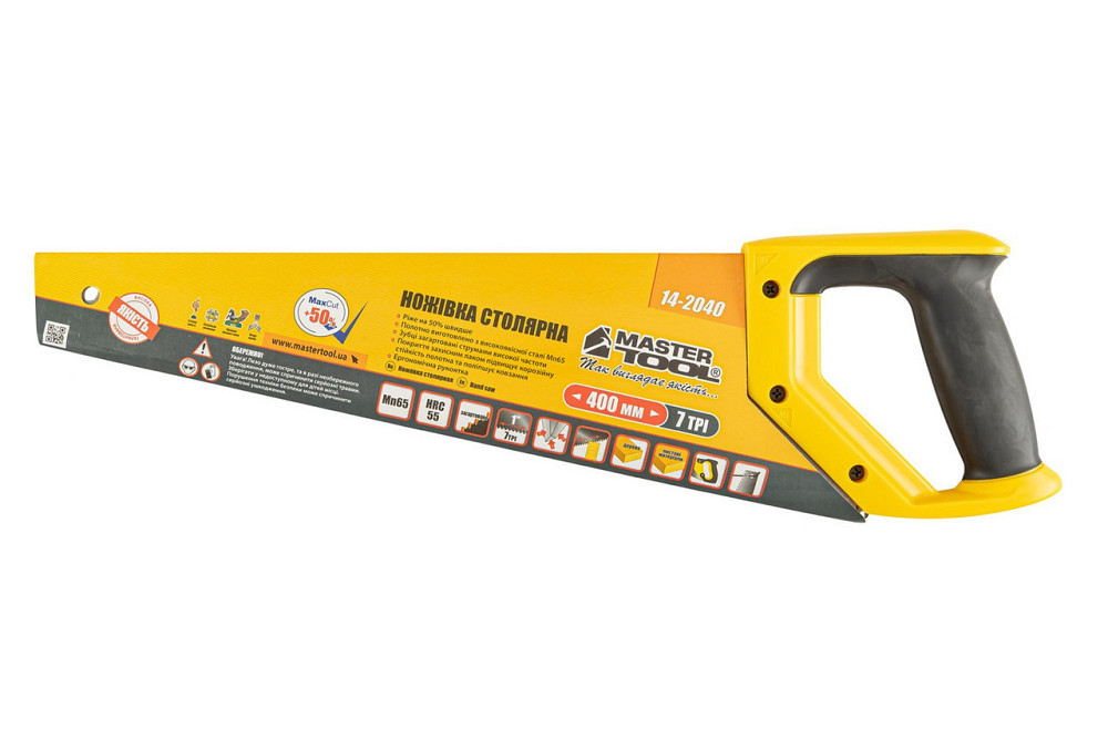 Ножовка столярная MASTERTOOL 7TPI MAX CUT 400 мм закаленный зуб 3-D заточка полированная 14-2040 Харьков - изображение 3