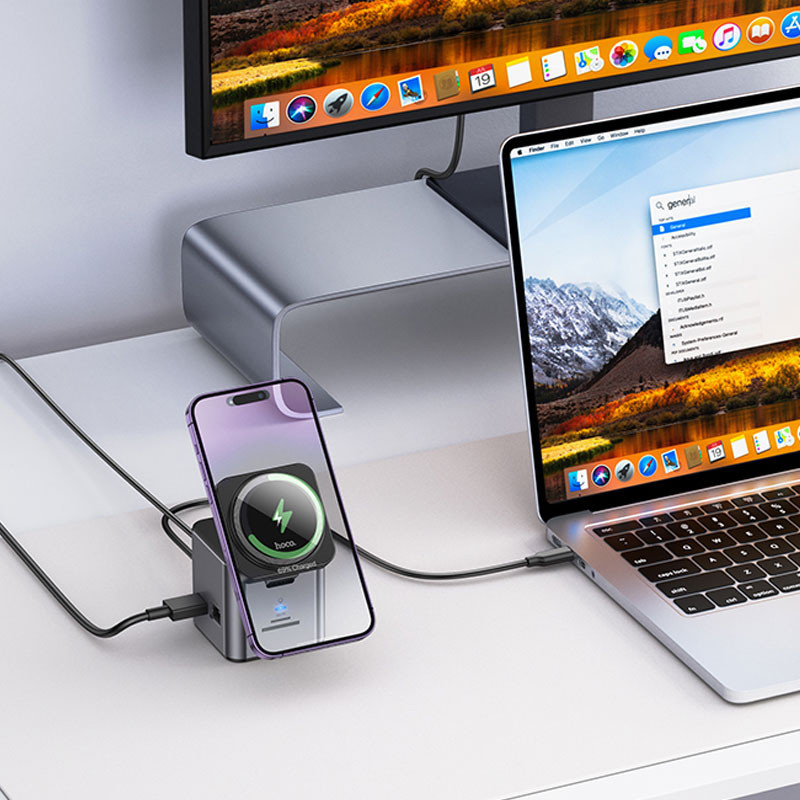 Переходник HUB Hoco HB49 Effortless 9in1 100W с БЗУ Херсон - зображення 8