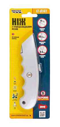 Нож строительный MASTERTOOL ЭРГО трапеция металлический корпус 17-0141 Харьков