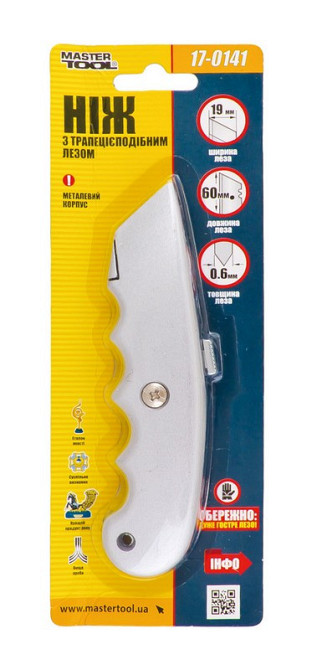 Нож строительный MASTERTOOL ЭРГО трапеция металлический корпус 17-0141 Харьков - изображение 2