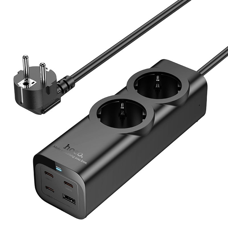 Удлинитель Hoco NS10 Wisdom 2-position PD67W (1USB-A/3C/2Socket) (2m) Херсон - изображение 3