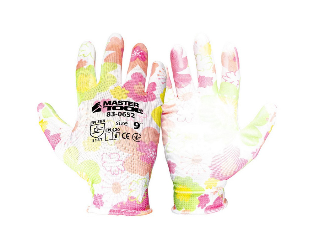 Перчатки бесшовные трикотажные MASTERTOOL "Мальва" с полиуретановым покрытием ладони 9" 17-20 г подв Харьков - изображение 1