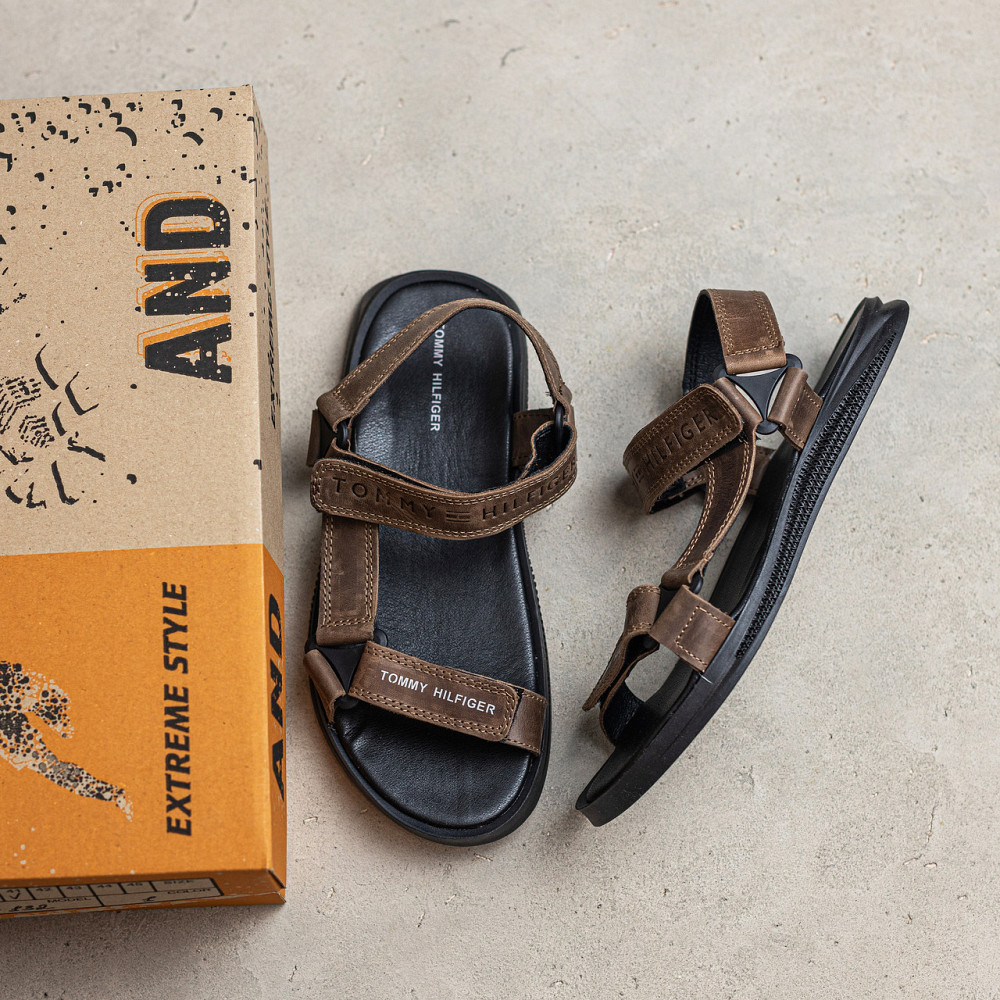 Мужские кожаные сандалии Tommy Hilfiger Olive Киев - изображение 7