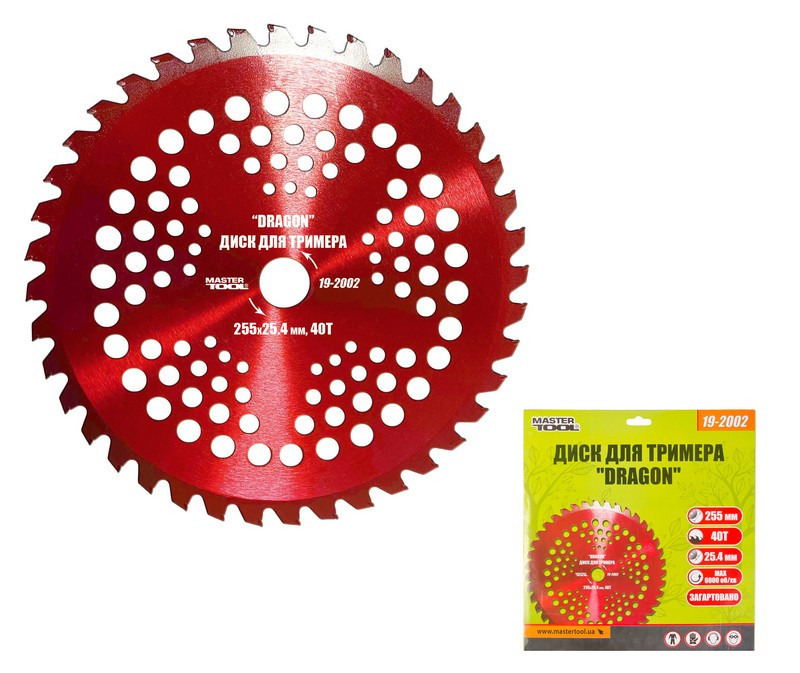 Диск для триммера MASTERTOOL "DRAGON" 255х25.4х40Т с победитовой напайкой закаленный 19-2002 Харків - зображення 1
