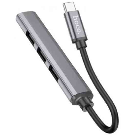 USB HUB HOCO HB26 4 in 1 adapter (USB to USB3.0+3xUSB2.0) Metal Grey (Код товару:28135) Харків