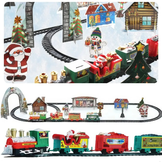 Дитяча іграшкова залізниця з локомотивом та вагонами Різдвяний поїзд Christmas Одеса - зображення 8