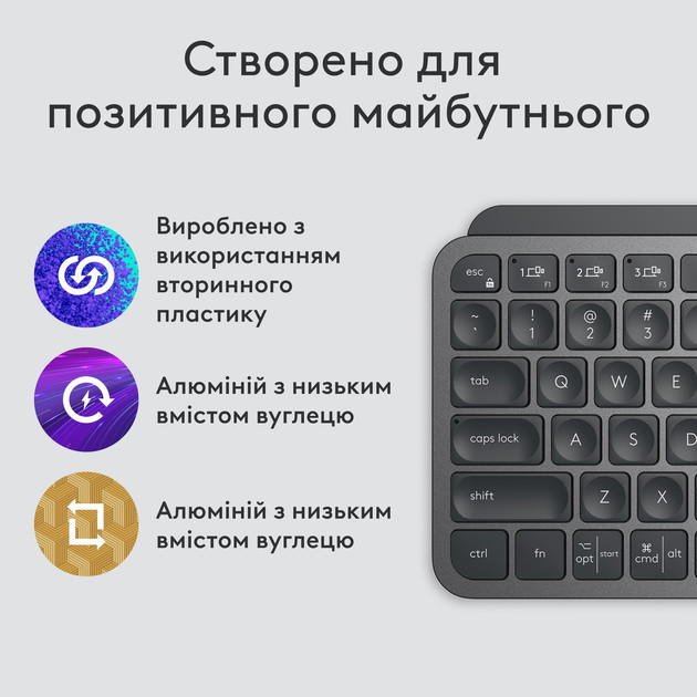 Клавиатура компьютерная безпроводная Logitech MX Keys Mini Illuminated Graphite L920-010498 графитов Киев - изображение 5