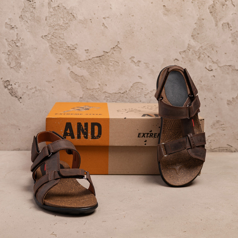 Мужские кожаные сандалии Antec Brown Киев - изображение 5