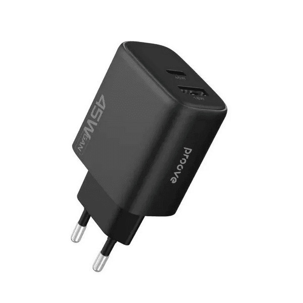 Мережевий зарядний пристрій Proove Silicone Power 2 45W (Type-C + USB) Black (WCSP24110001) Харків - зображення 2