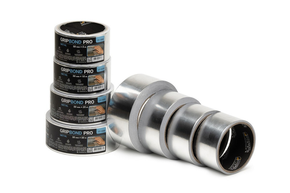 Лента алюминиевая MASTERTOOL GripBond Pro Metal t 150°C 50 мм×5 м 77-1505 Харків - зображення 4