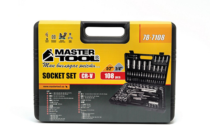 Набор инструментов MASTERTOOL ¼"&½" 108 шт 4-14 мм 10-32 мм кейс 78-7108 Харків - зображення 5