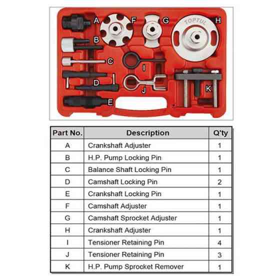 Набор фиксаторов валов дизельных двигателей 12ед. (VW/Audi) TOPTUL JGAI1203 Харьков