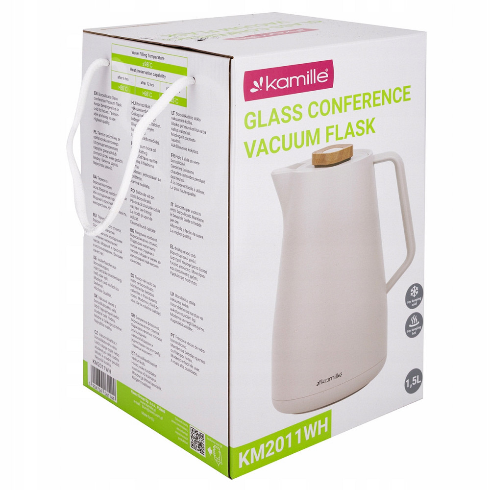 Термос конференционный 1,5л пластиковый со стеклянной колбой КМ 2011WH белый Одеса - зображення 6