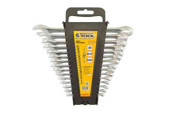 Ключи комбинированные MASTERTOOL набор 15 шт (6-19, 22 мм) CrV SATIN FINISH DIN3113 71-2115 Харьков
