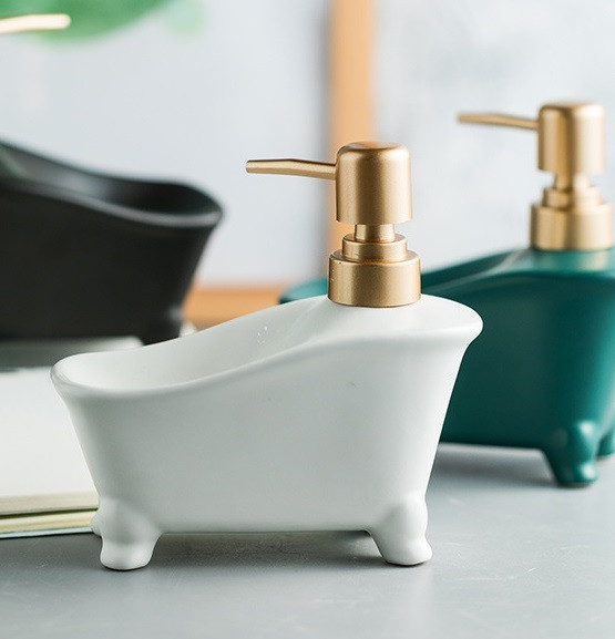 Дозатор для мила з підставкою для мочалки Однотон 11486 350 мл білий Київ - зображення 1