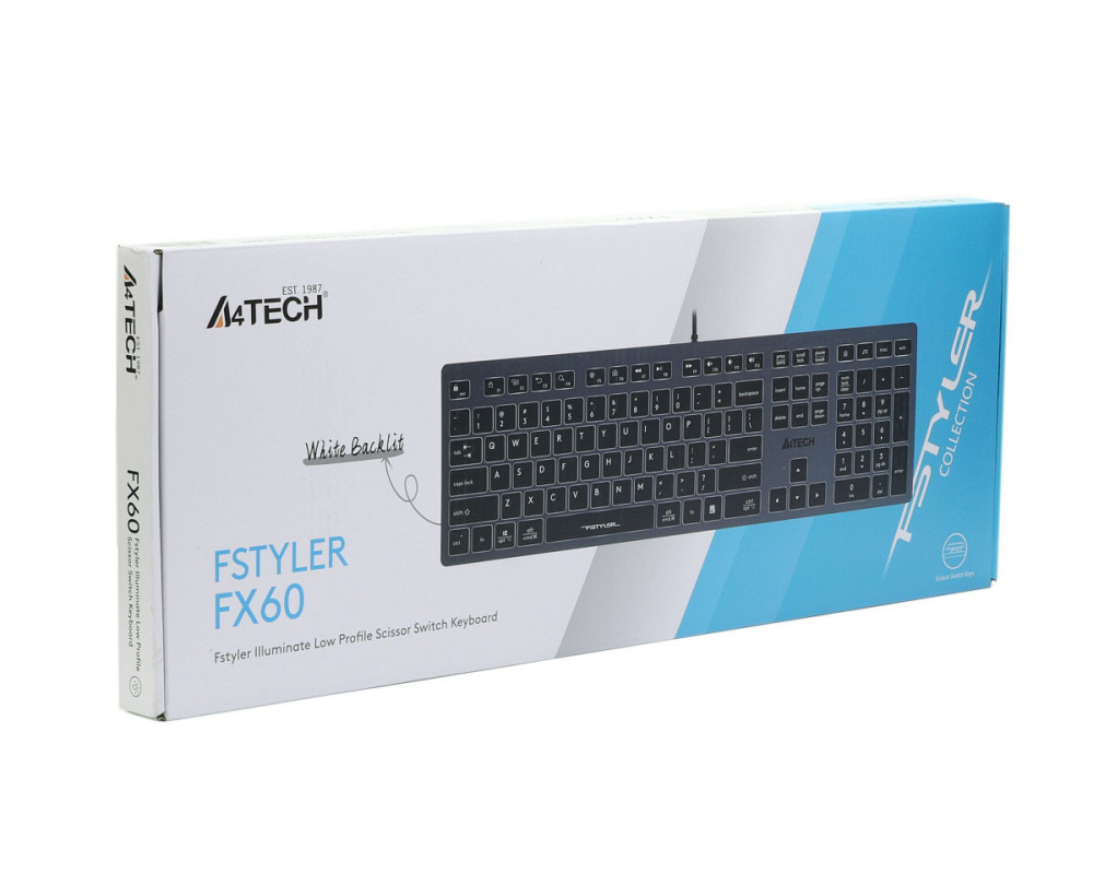 Клавиатура компьютерная проводная A4Tech FX60USB(Grey)Whitebacklit серая Київ - зображення 7