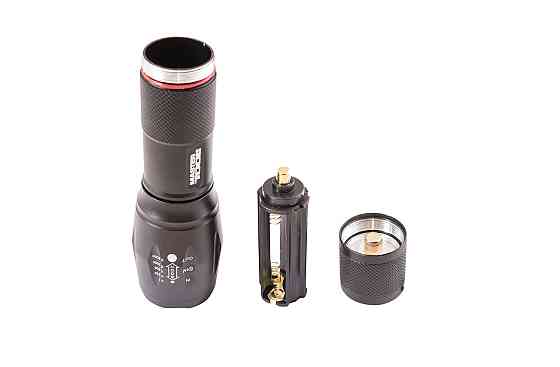 Фонарик с регулировкой фокуса MASTERTOOL 5 режимов 130х38х28 мм CREE XM-L T6 LED 3xAAA/1x18650 AL 94 Харків