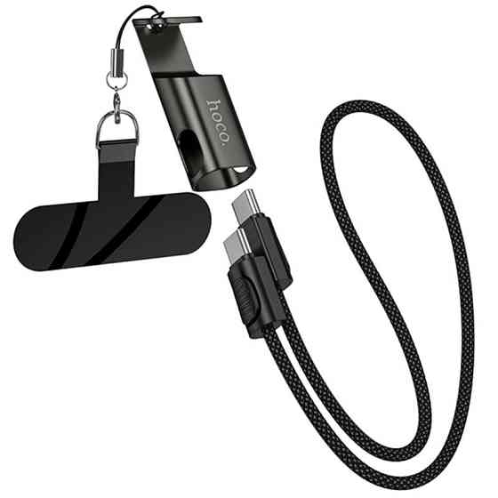 Дата кабель Hoco X126 Experto Type-C to Type-C 60W + Phone Holder & Lanyard (0.35m) Херсон