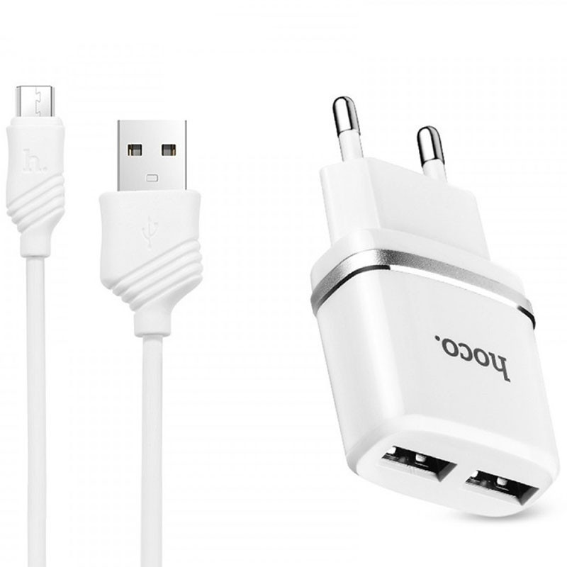 СЗУ Hoco C12 Charger + Cable (Micro) 2.4A 2USB Херсон - изображение 1