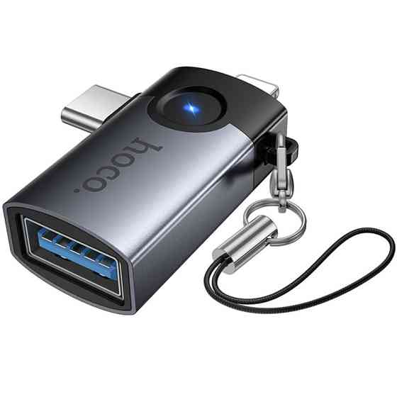 Переходник Hoco UA46D OTG 2in1 Lightning male/Type-C male to USB female Херсон