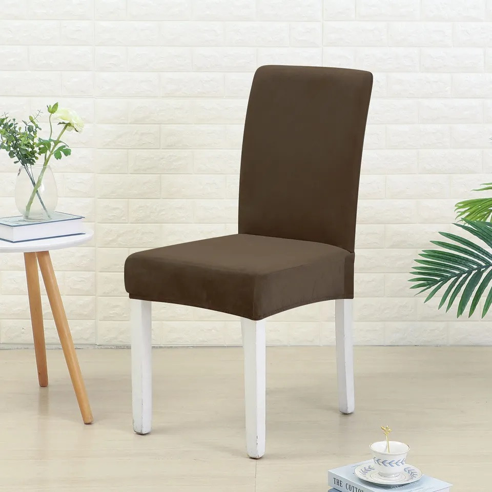 Чохол на стілець універсальний Велюровий Туреччина 10427 коричневий Київ - зображення 1