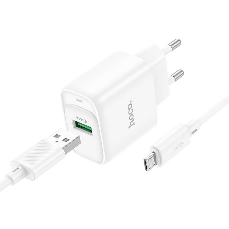 СЗУ Hoco C140A Smart QC3.0 18W (1USB-A) + кабель USB to MicroUSB Херсон - зображення 1