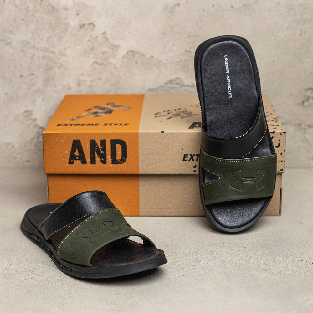 Мужские кожаные  летние шлепанцы-сланцы Under Armour Киев - изображение 6