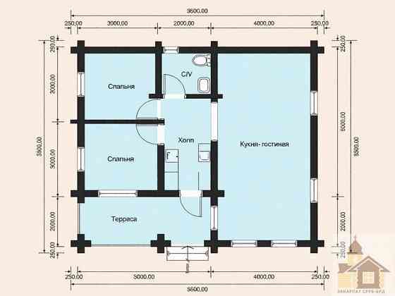 Проект одноповерхового будинку з колоди «Полонина» Одеса