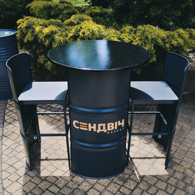 Промо-стол из металлической бочки + 2 барных стула | Брендированный барный стол Киев - изображение 6