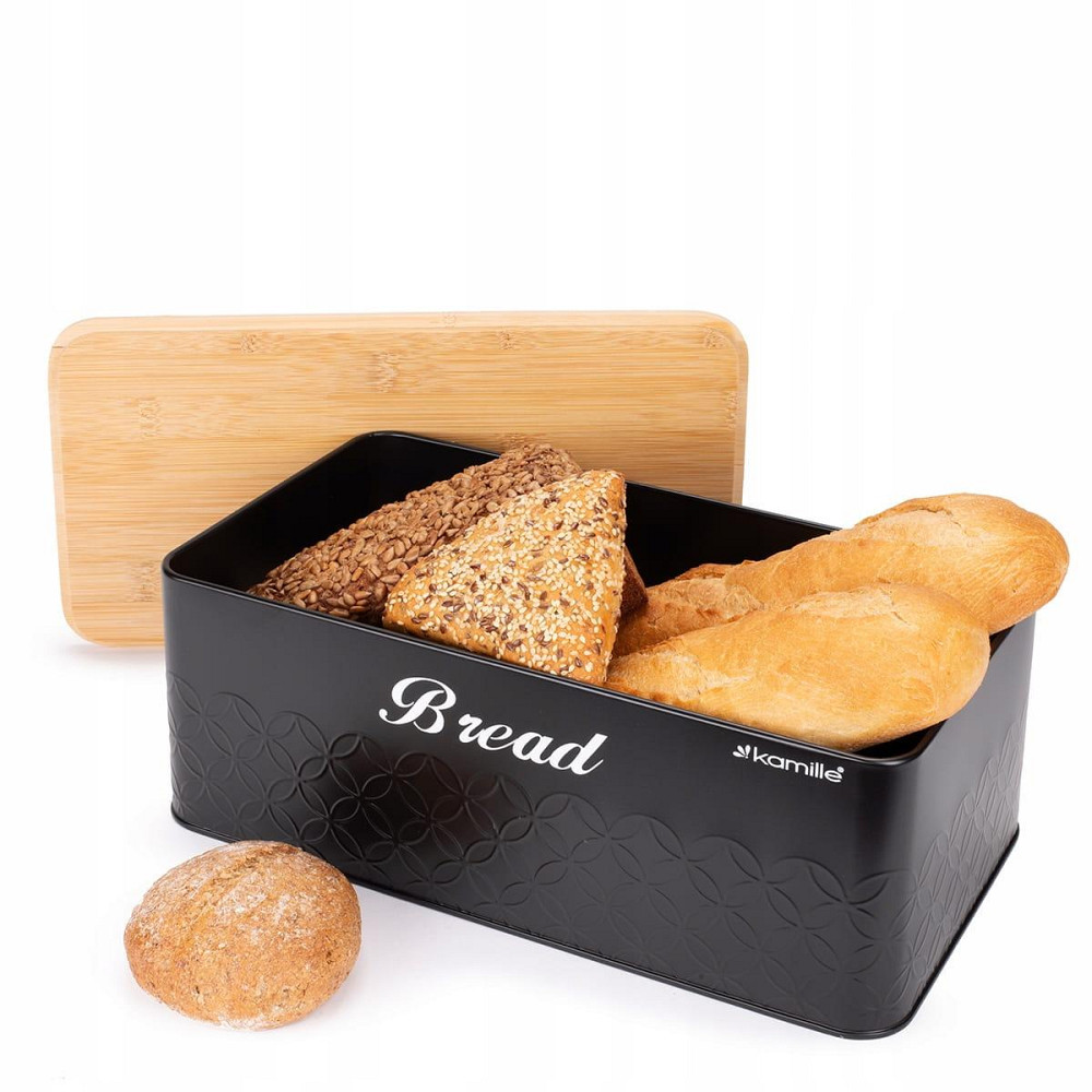 Набір хлібниця + баночки Kamille з бамбуковим волокном Чёрний  KM 1127 Одесса - изображение 4