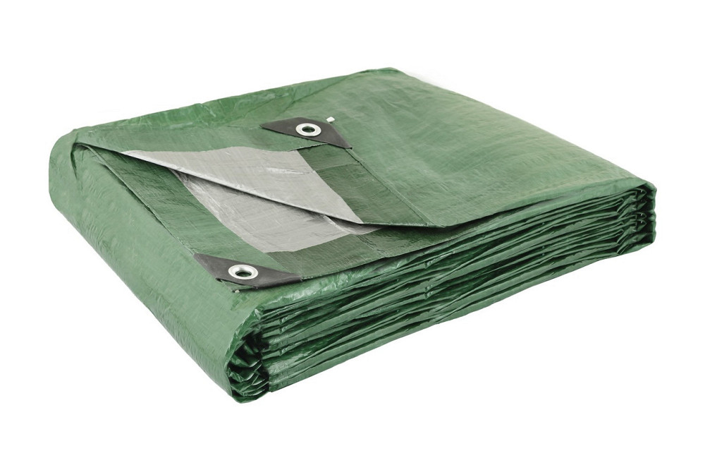 Тент универсальный MASTERTOOL TARPAULIN 4 × 6 м двухсторонний 130 г/м² Green/Silver 89-1406 Харків - зображення 6